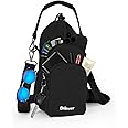 Dikuer Water Bottle Holder with Strap, 4 Big Pockets with Compartment, 24oz/32oz/40oz Crossbody Water Bottle Carrier Bag
