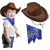 SeptCity Toddler Cowboy Hat and Blue Bandana for Age 2-5, Baby Infant Gift for Halloween Birthday Western Parties
