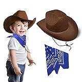 SeptCity Toddler Cowboy Hat and Blue Bandana for