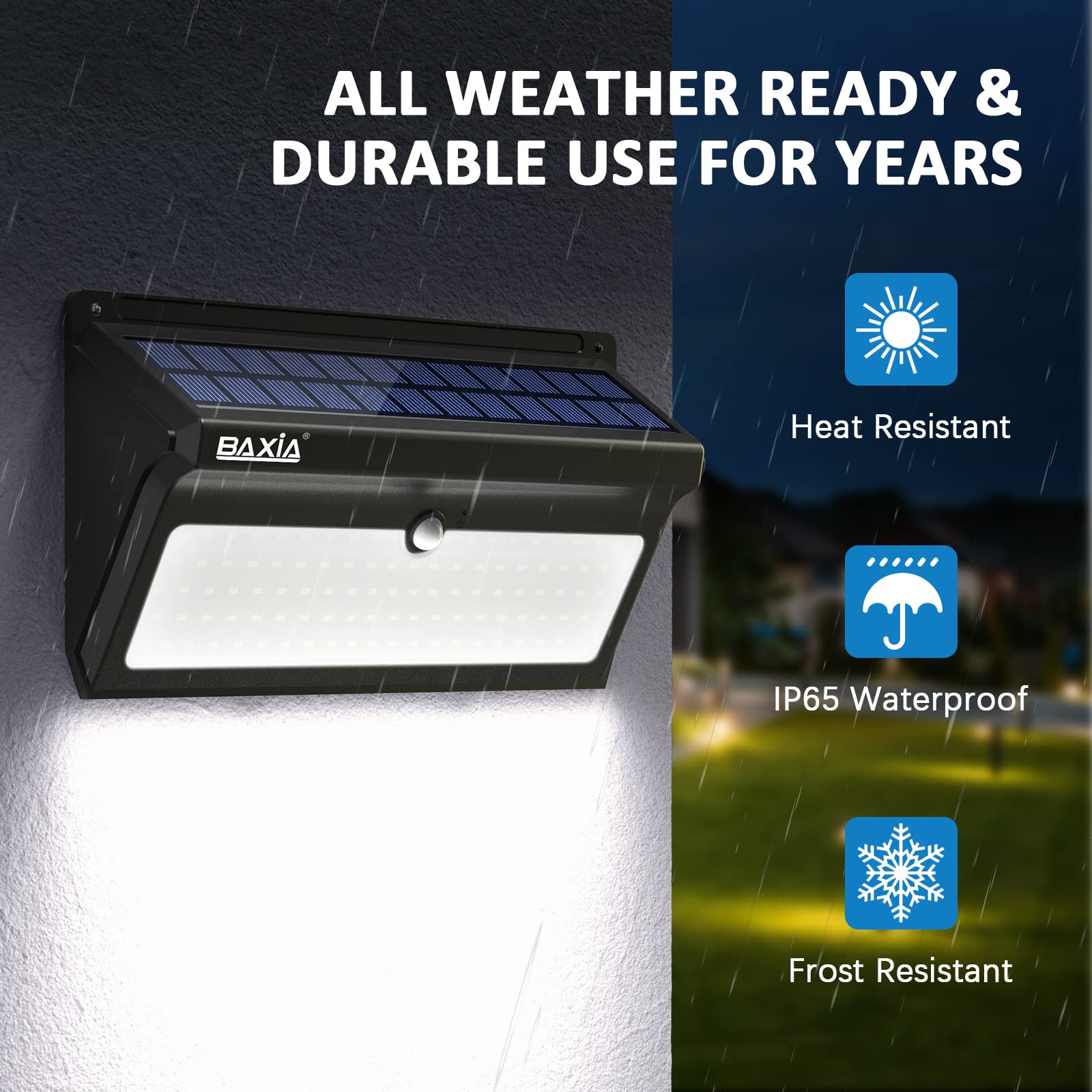 BAXIA TECHNOLOGY Solar Lights Outdoor, Wireless 100 LED Motion Sensor...