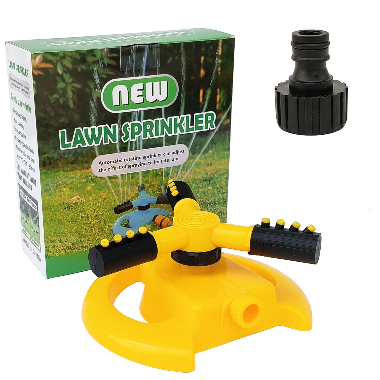 Yard Sprinkler for Lawns,Oscillating Sprinklers for lawns,Garden Sprinkler,360 Degree Rotation Garden Watering System,Sprinklers for Yard kids&Pet (Circular, Yellow)
