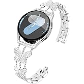 G-ficu 20mm Watch Band for Samsung Galaxy Watch 7 6 5 4 FE Band 40mm 44mm, Women Bling Butterfly Slim Metal Band for Samsung Watch Bands 6 Classic/5Pro/4 Classic/Watch 3 41mm/Active 2-Silver