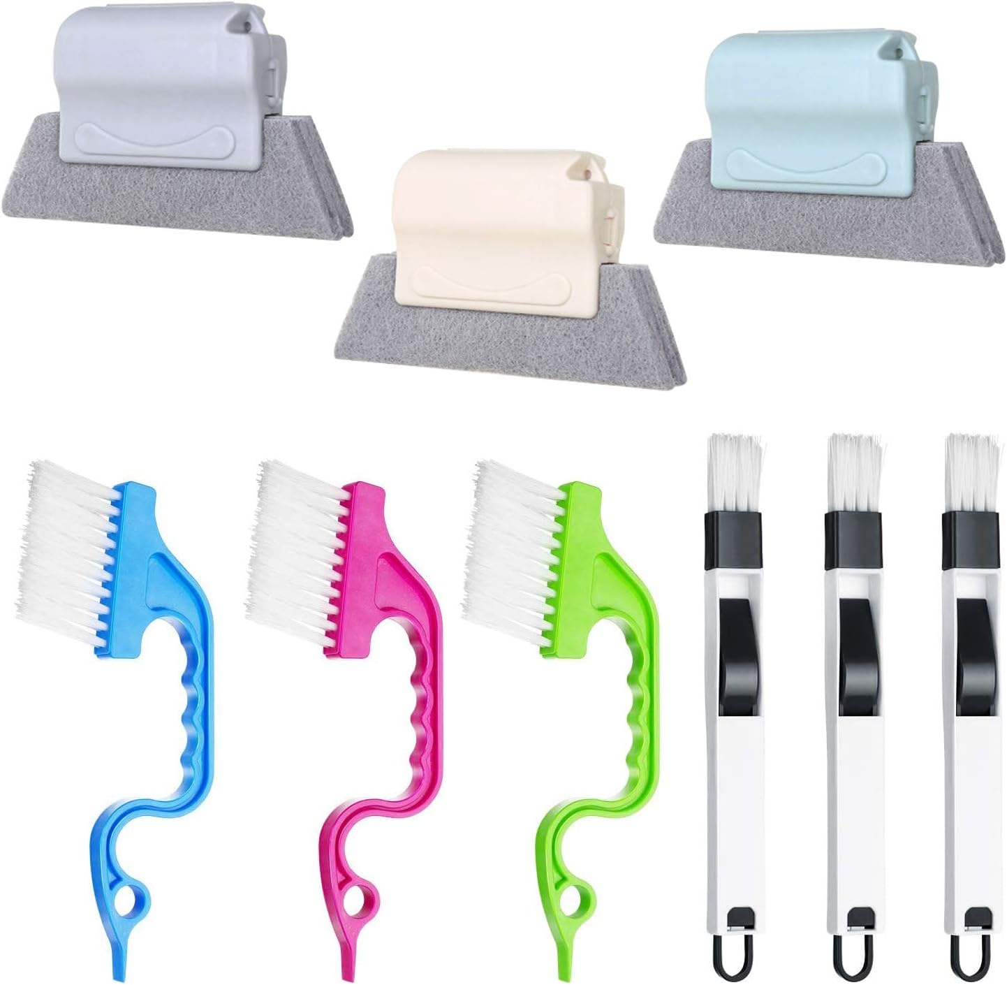 9 Pcs Baseboard Clean Tool with Handle Window Cleaning