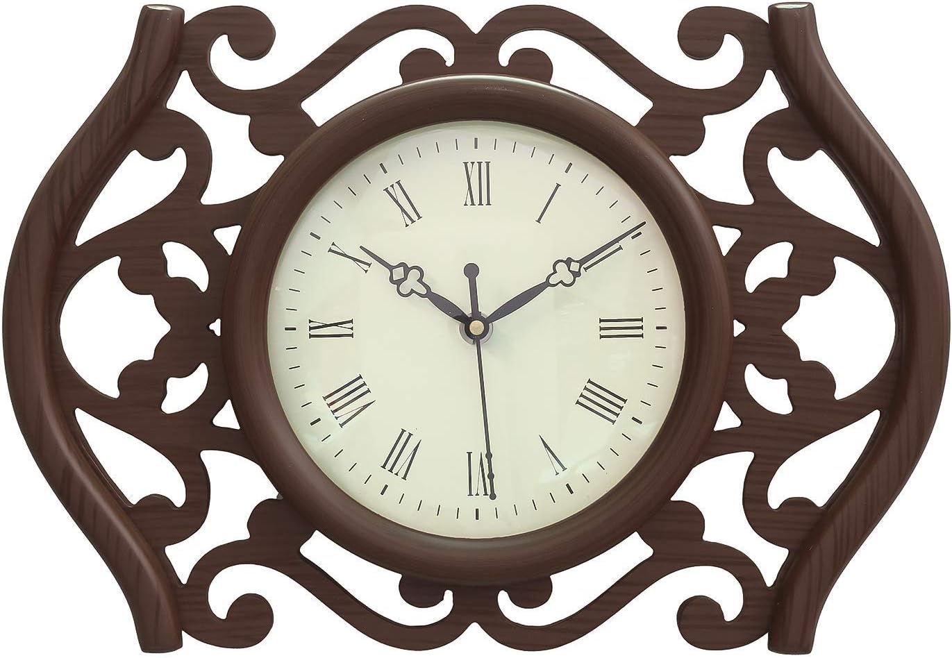 chronikle Brown Designer Wooden Carved Circular dial Analog Wall Clock