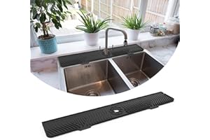 Techson 33 Inch Sink Splash Guard Mat – Extra Long Silicone Faucet Drip Catcher Tray for Kitchen & Bathroom, Quick-Dry Splash