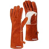 Cxqunzon Leather MIG Welding Gloves with Reinforced Palm, Kevlar Stitching, Heat Fire Resistant for Welding/Grilling/BBQ