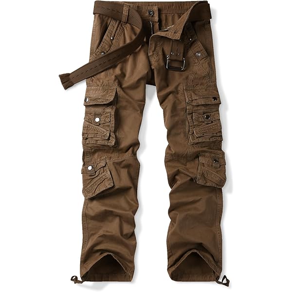 OCHENTA Men's Cotton Casual Cargo Work Pants with 8 Pockets