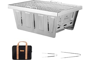 Naturehike Camping Charcoal Grill for IGT Table, Folding Barbecue Grill with Tongs & Carry Bag, Portable BBQ Grill for Outdoor Car Camping Cooking Tailgating