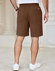 COOFANDY Men's Elastic Waist Shorts Cotton Summer