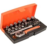 Bahco SL25 25 Piece 1/4" Drive Metric Socket and Bit Set 4-13mm | Durable socket, Secure fit, Torque transfer, Faster repairs
