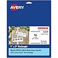 Avery Mini Business Cards, Sure Feed Technology, 1" x 3", Matte White, 160 Small Business Cards Total, Print-to-the-Edge, Laser/Inkjet Printable (5329)