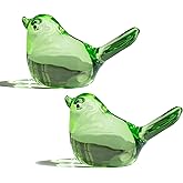 H&D HYALINE & DORA Set of 2 Handmade Glass Bird Figurine Blown Glass Birds Ornament Crystal Art Animals Decorative Collectible Figurines(Green)