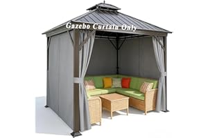 Gazebo Curtains Outdoor Waterproof 4 Panels with Zipper, Privacy & Weather Resistant Gazebo Side Wall Replacement, Outdoor Cu