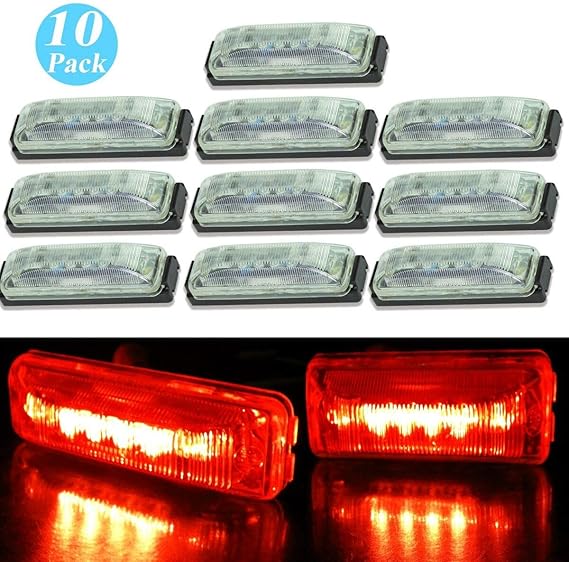 10 RV Trailer Marker Light LED Clearance RED 1" x 4" BRIGHT