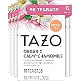 TAZO Calm Chamomile Herbal Tea Bags, 96 Count (16ct - 6-Pack) | Chamomile Herbal Tea with Hibiscus, Spearmint, Rose Petals, Lemongrass and Peppermint - Caffeine Free for a Relaxing Bedtime