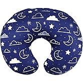 IBraFashion Nursing Pillow Cover Fits for Boppy Nursing Pillow Original, Nursing Slipcovers for Breastfeeding Mom Breathable & Skin-Friendly, Navy Blue Stars and Clouds Nursing Covers