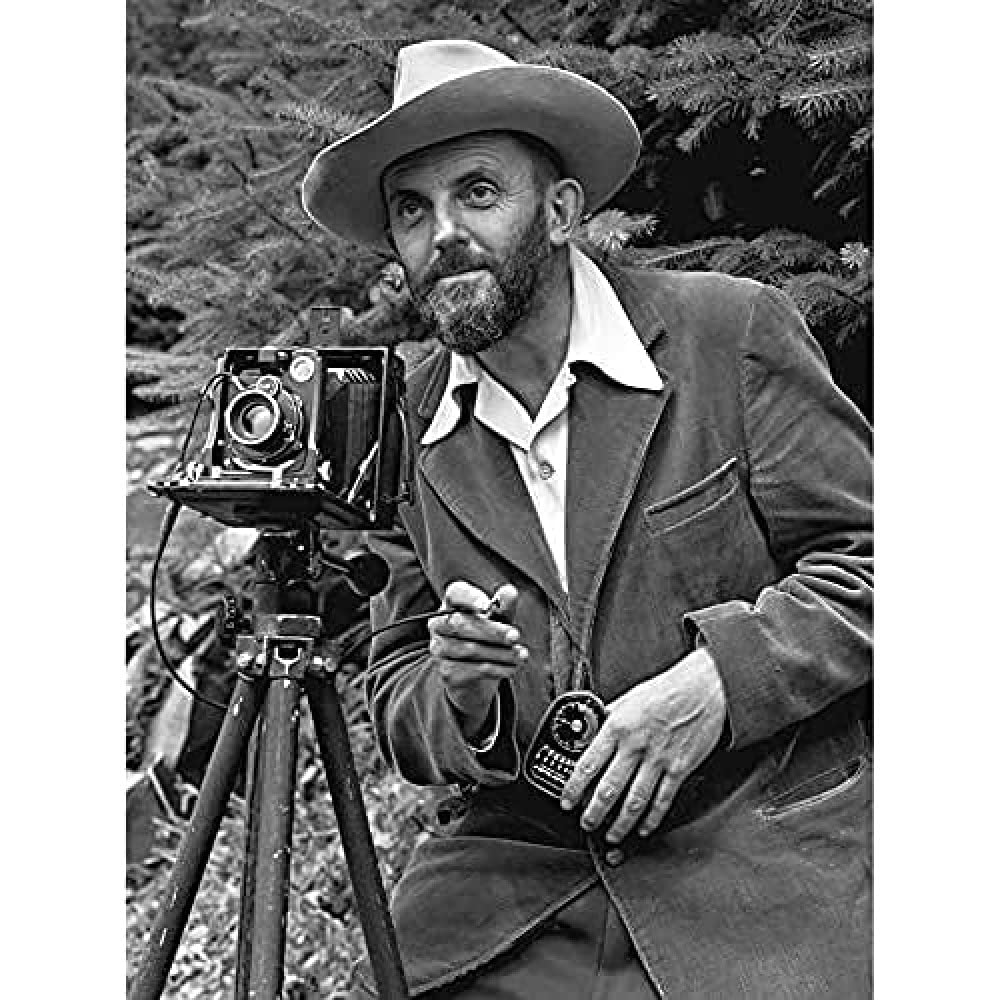 Photographer Ansel Adams With Camera Photo Art Print Canvas Premium Wall Decor Poster Mural