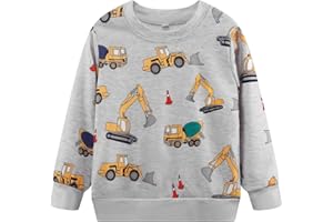 Akyzic Toddler Boys Sweatshirts Cotton Crewneck Truck Shirt Dinosaur Long Sleeve Pullover Tops Tees 2-8T