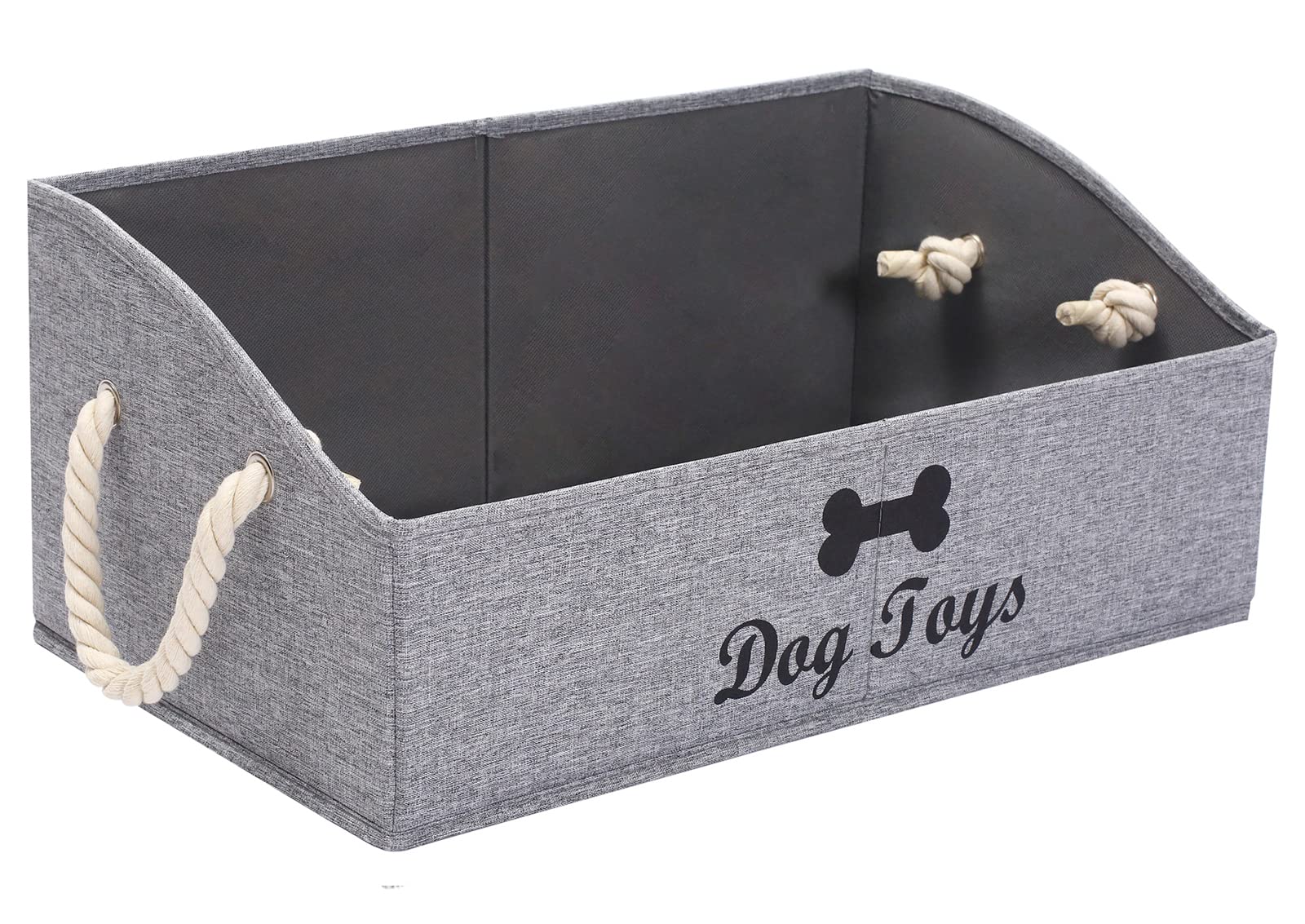 Morezi Large Dog Toy Bin - Shallow Toy Baskets for Living Room, Playroom, Closet & Home Organization - Snow Grey