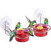 iBorn Window Hummingbird Feeder Hummingbird Feeder with Strong Suction Cup Mini Humming Bird Feeders for Outdoors, Bee-Proof Feeding Ports & Stainless Steel Base, 3oz, 2025 New