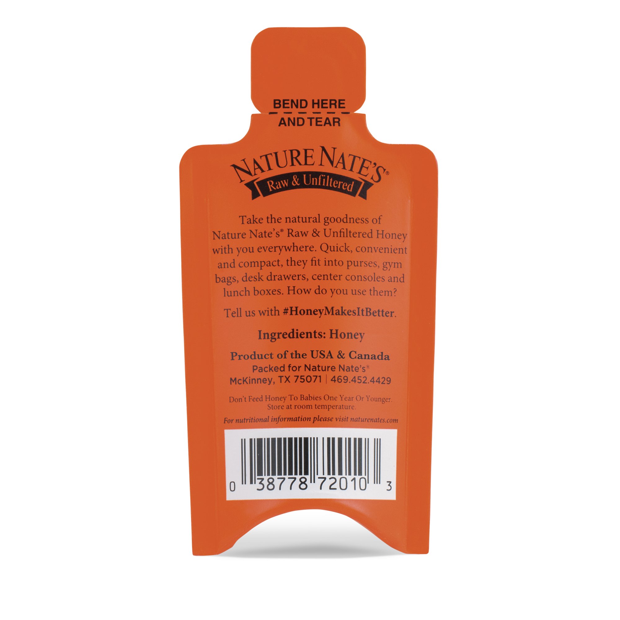 Nature Nate’s 100 Pure Raw & Unfiltered Honey; 20 Count Box; Small