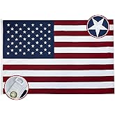 Bradford Cotton American Flag 6x10 feet for Indoor Embroidered Star USA Flags Soft Material, Large Cloth US United State Banner with 3 Brass Grommets