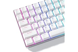 Womier Cherry Profile PBT Keycaps, 60%, 75%, 100%, Shine-Through, Doubleshot, White, Compatible with Cherry, Gateron, MX Swit