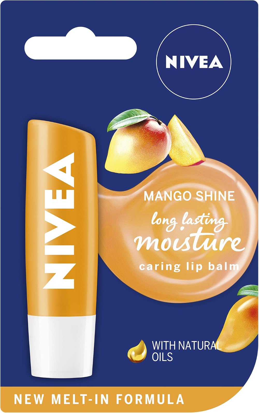 NIVEA Mango Shine Lip Balm 4.8 g with Jojoba Oil Pack of 12