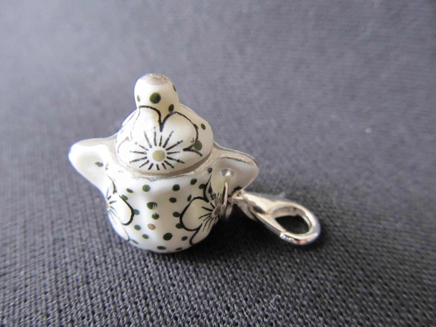 Miniblings Sugar Bowl Charm Pendant For Bracelet Wristlet Coffee Tea Dots, Silver, 20mm - Image 3