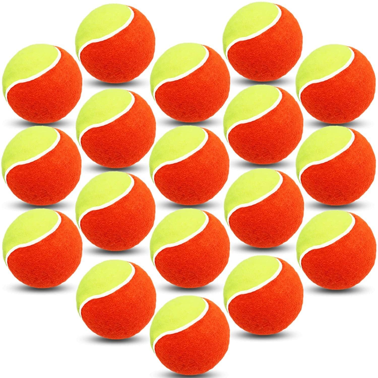 FINGER TEN Kids Tennis Balls Soft Elastic Low Compression Stage Pressureless Bulk Training Tool Color Orange for Outdoor Youth Beginner Practice (18 Pack in Orange)