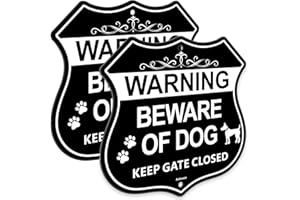 Ashoaza Beware of Dog Signs for Fence, Warning Aluminum Sign Beware of Dog, Keep Gate Closed, Pre-Drilled Holes For Easy Moun