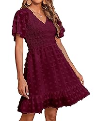 BTFBM Womens V Neck Casual Vacation Dress Short