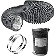 LOOTICH Strong 4" Air Duct 8 FT Long Black PVC Flexible Aluminum Ducting with 2 Stainless Steel Clamps 4 Layer HVAC Ventilation Hose for Grow Tents Dryer Rooms House Vent Register Lines