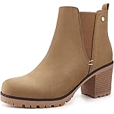 JABASIC Women Casual Ankle Booties Block Heel Slip On Chelsea Boots
