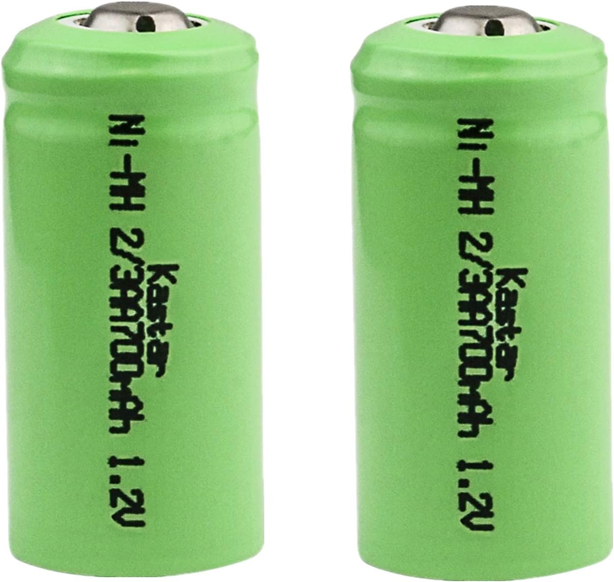 Kastar 2-Pack 2/3AA 1.2V 700mAh Ni-MH Button Top Rechargeable Batteries for High Power Static Applications (Telecoms, UPS and Smart Grid), Electric Mopeds, Meters, Radios, RC Devices, Electric Tools