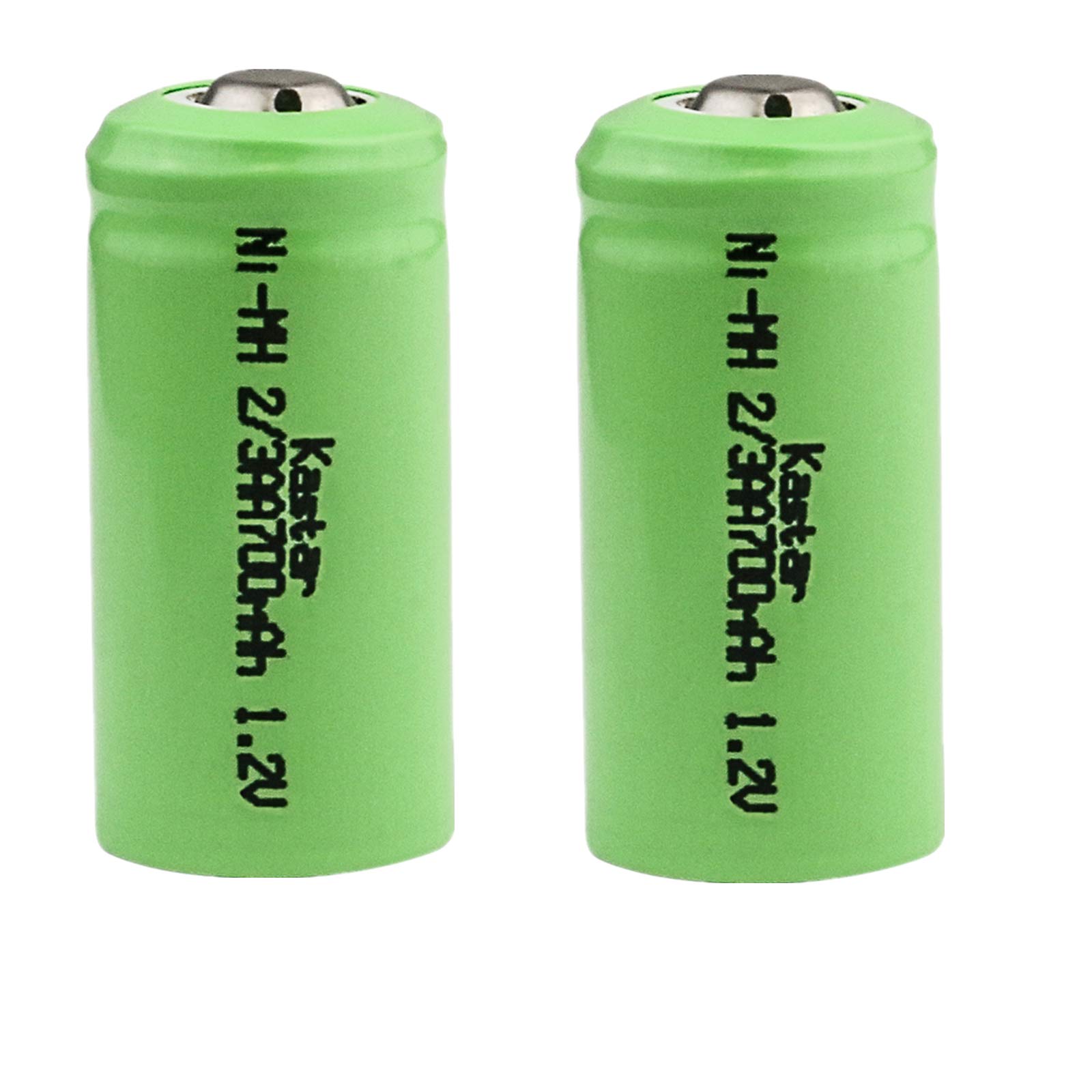 Kastar 2-Pack 2/3AA 1.2V 700mAh Ni-MH Button Top Rechargeable Batteries for High Power Static Applications (Telecoms, UPS and Smart Grid), Electric Mopeds, Meters, Radios, RC Devices, Electric Tools