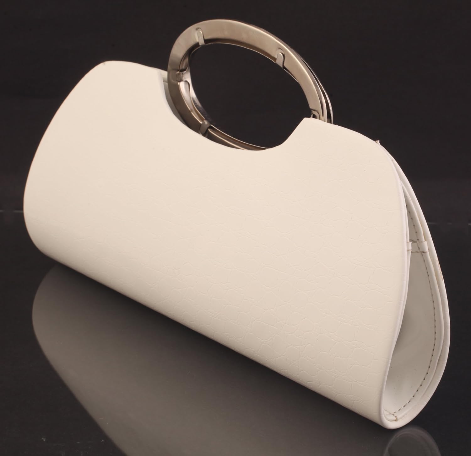 oleva women's croco leather white clutch