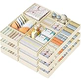 DIMJ Drawer Organizer Clothes Storage - 18 Pack Baby Dresser Organizer for Nursery, Foldable Closet Drawer Organizer Bins for Bedroom Organization, Fabric Storage Dividers for Socks, Underwears, Bras