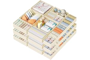 DIMJ Drawer Organizer Clothes Storage - 18 Pack Baby Dresser Organizer for Nursery, Foldable Closet Drawer Organizer Bins for Bedroom Organization, Fabric Storage Dividers for Socks, Underwears, Bras