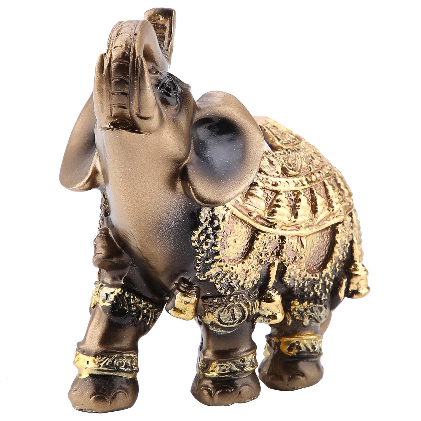 Feng Shui Elephant Statue 10x4.5x10cm Golden Collectible Wealth Lucky Elephant Figurine Perfect for Home Office Decoration Gift(Medium)