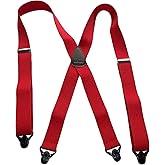 Hold Up Suspenders for Men - Ski Suspenders 1 1/2" - USA Patented Black Composite Plastic Heavy Duty Gripper Clasps