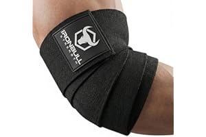 IRON BULL STRENGTH Elbow Wraps for Weightlifting (1 Pair) - 50" Elastic Elbow Braces for Weight Lifting - Elbow Support for Bench Press, Powerlifting, Fitness, & Gym Workout - Gym Elbow Straps Weightlifting - Elbow Compression Strap Brace