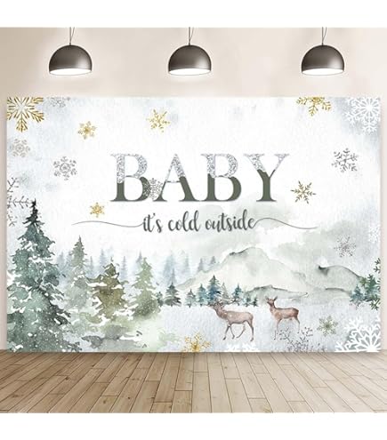 Baby It's Cold Outside Backdrop 7x5ft Snowy Forest Baby - View #10
