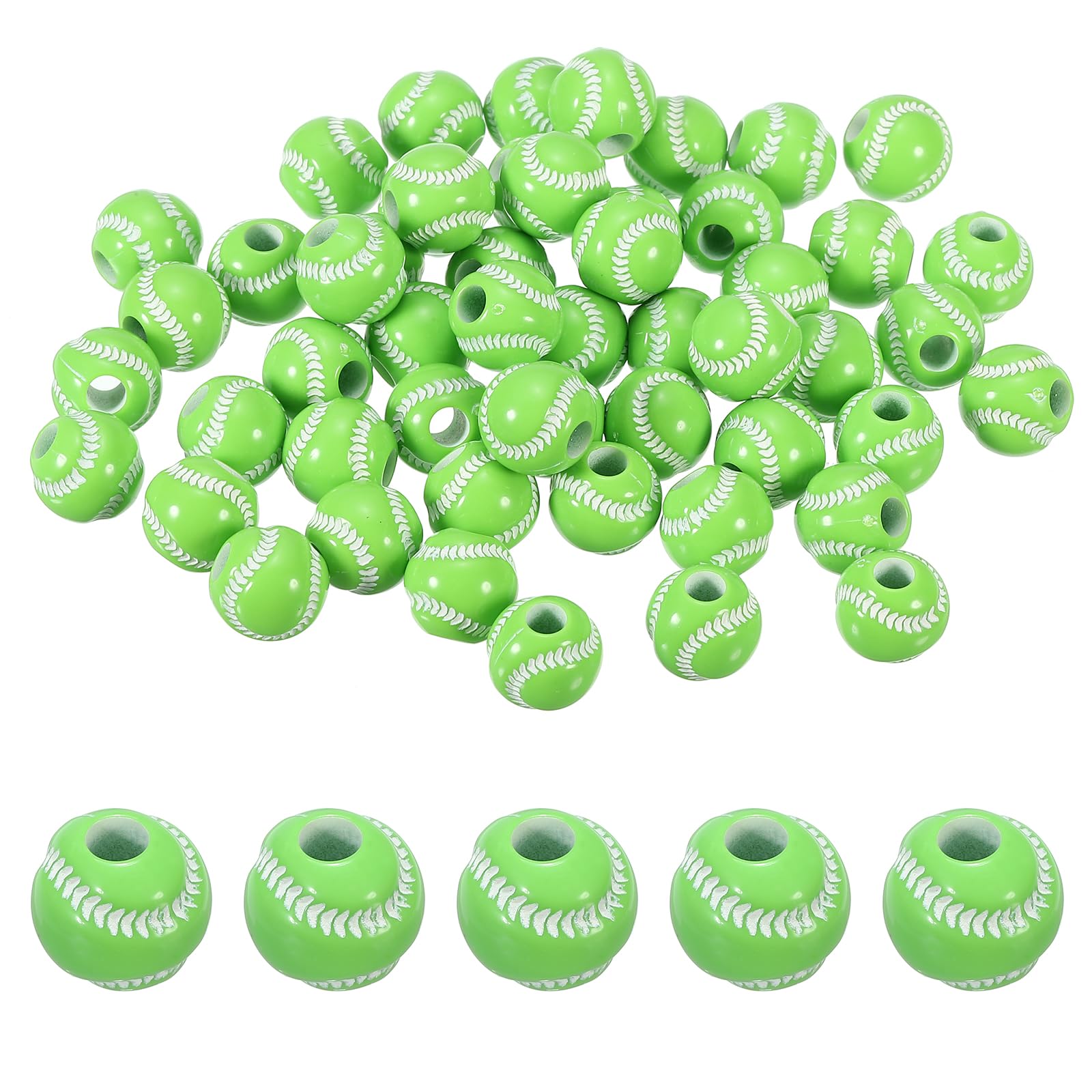 PATIKIL 12mm Sports Ball Beads, 60 Pack Opaque Acrylic Sports Beads Baseball Beads Spacer Loose Beads Craft for DIY Necklace Bracelet Lanyard Earring Green