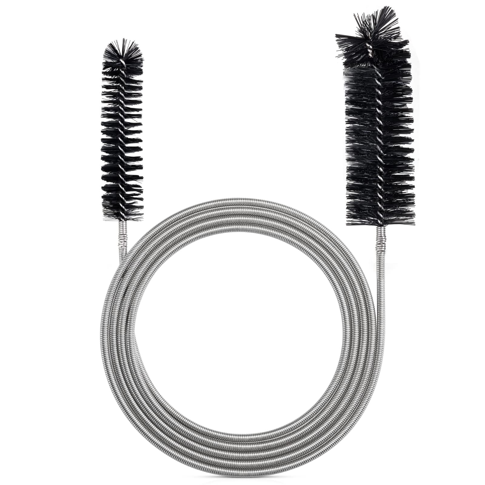 LiteTour Extra-Thick Flexible Feeding Tube Cleaning Brush - 67-Inch Stainless Steel with Dual Rotating Nylon Bristle Heads Slim Drain and Hose Pipe Cleaner