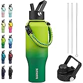 BJPKPK Insulated Water Bottles with Straw Lid, 35oz Metal Water Bottle with 2 lids & Paracord Strap, Double Wall Stainless Steel Vacuum Tumblers, Cups, Mugs, Thermo for Hot& Cold Drinks, Bamboo Grove
