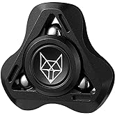 Freelove Upgraded Fox Tri 1.8'' Fidget Spinner with Steel Beads, Luminous Metal Spinners Toys for Adults, Premium Bearing 2~4 Min, Autism Sensory ADHD Anxiety Focus Meditation, Aluminum Alloy, Black