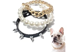 KOSMOS-LI Necklace for for Small Dog or Puppy Fits Chihuahua, Yorkie, Mini Breeds - Cute Pet Jewelry and Accessories (DOGNEK03-gold)