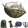 Fotgear Camping Hammock with Mosquito Net - Ultra Lightweight Durable Double/Single Travel Hammock 210T Parachute Nylon with Tree Straps 660lbs Capacity for Garden Camping Backpacking, Camo