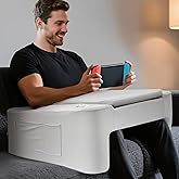 DeskLogics Ultimate Gaming Pillow & Lap Desk Combo,Large Ergonomic Bed Rest with Cup Holder, Phone Stand & Pockets, Reading P